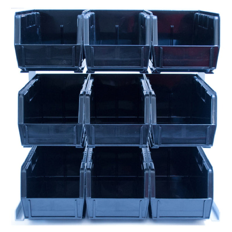 Carlisle 381109LG 18 Inch Aluminum Condiment Organizer with 9 Plastic Containers Black