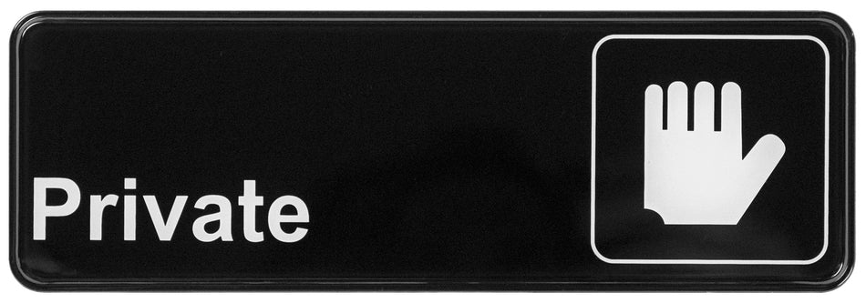 Winco SGN-304 9 Inch Compliance Sign Private White Imprint on Black