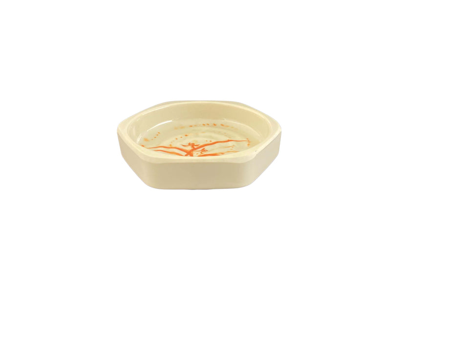 12 Pack 3 oz, 4" Diameter x 1" Height, Hexagon Shape with Round Base Dish, Gold Orchid Dinnerware, Melamine, BPA Free, Dishwasher Safe, Break-Resistant, Shatter-Resistant, No Microwave, No Oven, NSF