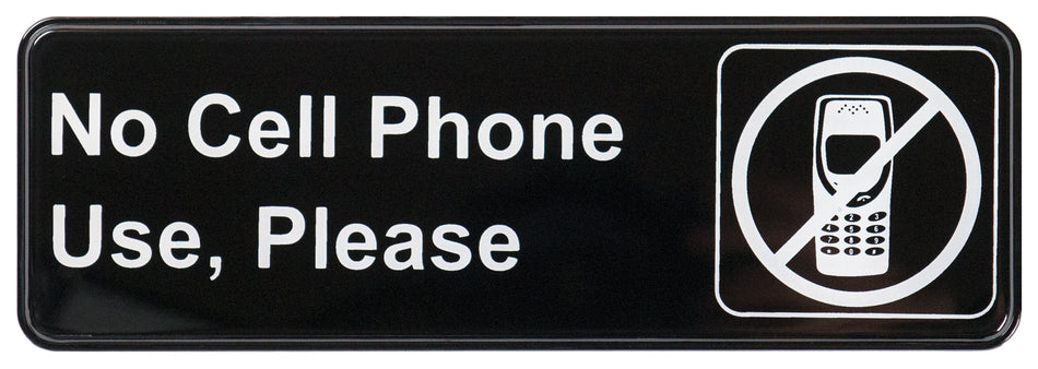 Winco SGN-334 Information Signs, 9"W x 3"H - SGN-334 - No Cell Phone Use, Please