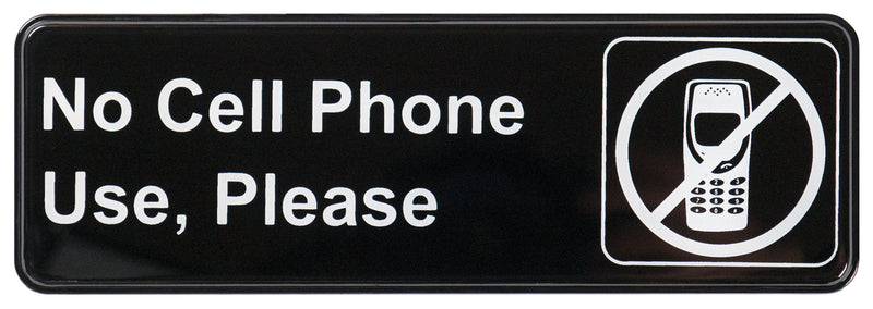 Winco SGN-334 9 Inch Sign Compliance No Cell Phone Use Please Black White