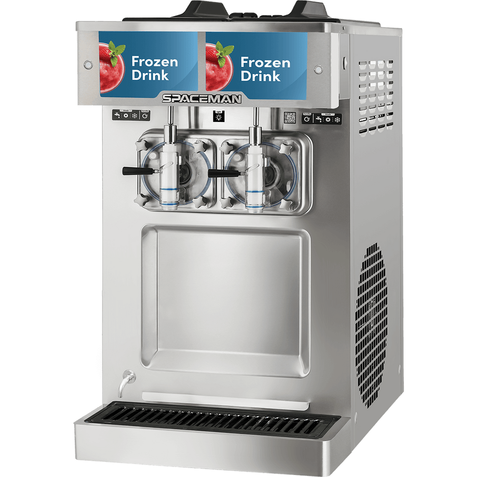 Spaceman 6695-CL 2-Flavor High-Output Commercial Frozen Drink & Slushie Machine, Countertop Slush, Margarita & Frozen Cocktail Maker, Dual 7.3 qt, 208-230V