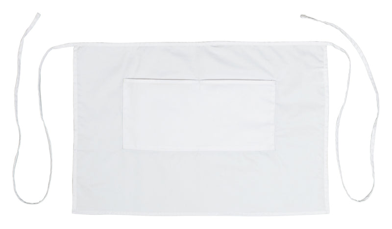 Winco WA-2819W 28 Inch Waist Apron with 2 Pockets White Poly-Cotton Blend