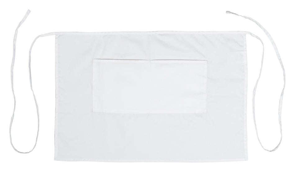 Winco WA-2819W 28 Inch Waist Apron with 2 Pockets White Poly-Cotton Blend