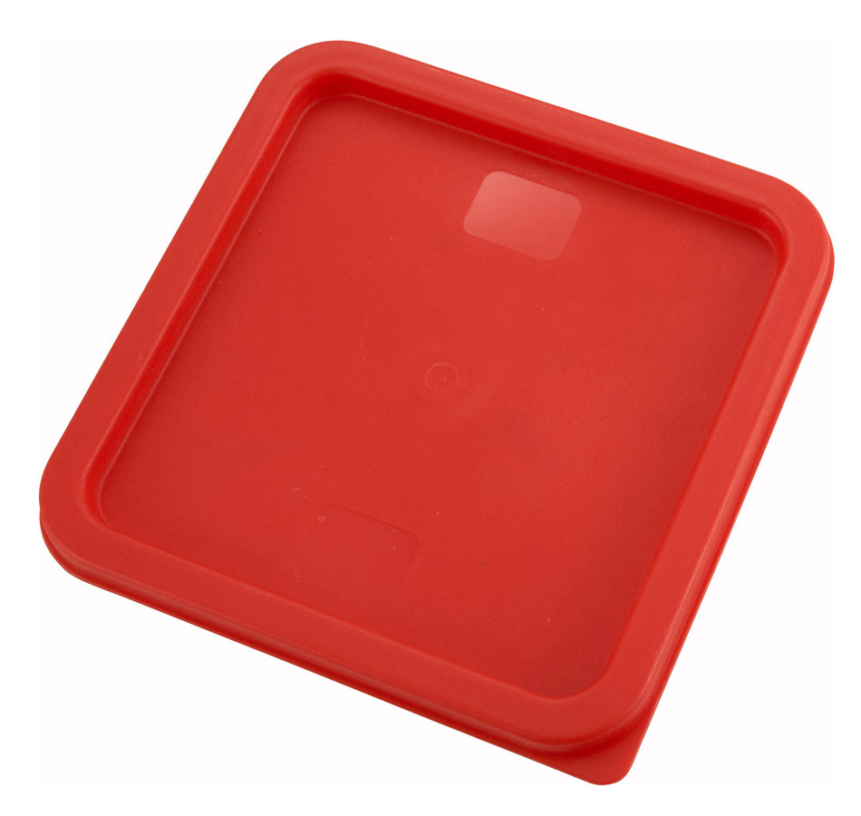 Winco PECC-68 9-1/8 Inch Container Cover for 6 and 8 Quart Square Storage Red Polyethylene