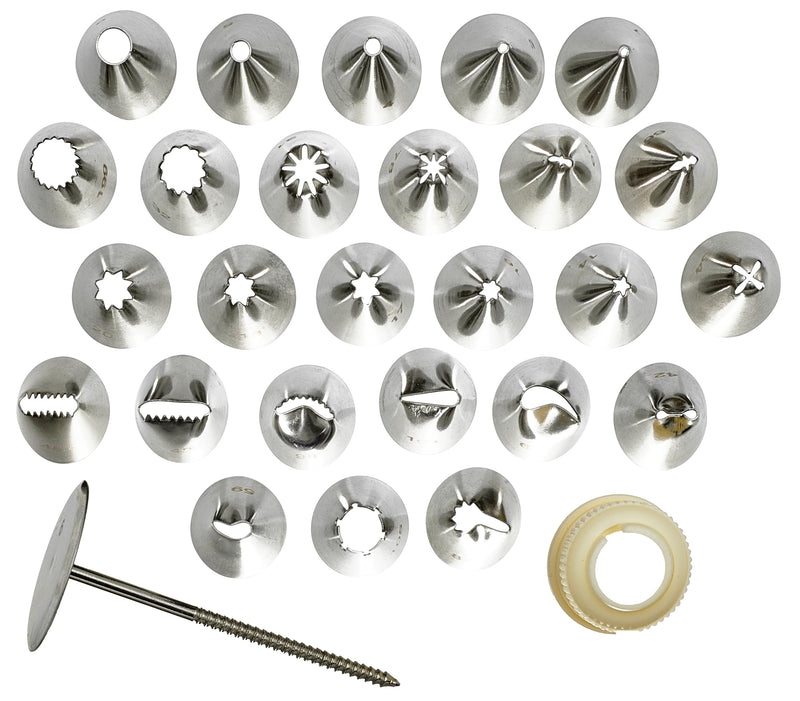Winco CDT-26 Cake Decorating Set 26-piece with Storage Box Stainless Steel