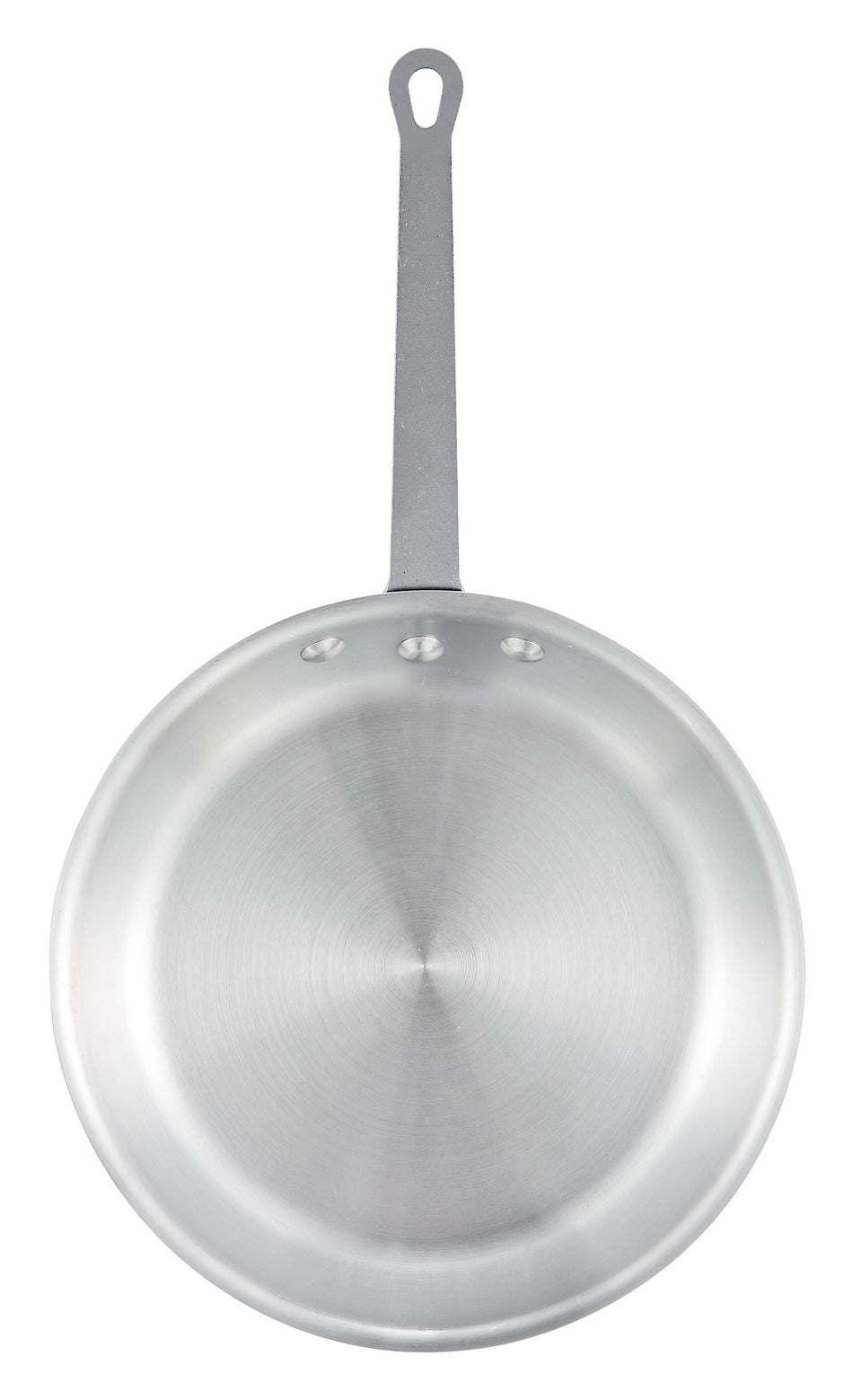 Winco AFP-12S 12 Inch Fry Pan Round Without Lid Riveted Handle Aluminum Natural Finish