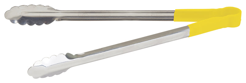 Winco UTPH-16Y 16 Inch Utility Tongs Non-slip Polypropylene Coated Yellow Stainless Steel