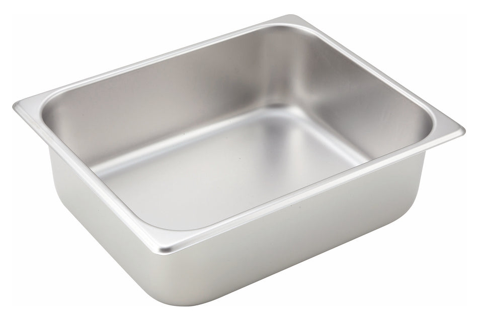 Winco SPH4 10-3/8 Inch 1/2 Size Steam Table Pan 25 Gauge Stainless Steel with Straight Sides