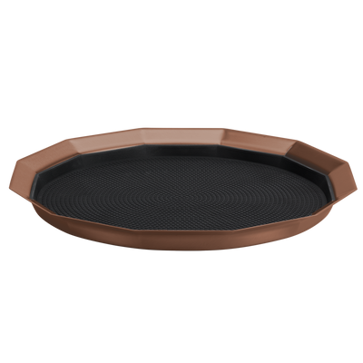 12-Sided 14 in. Medium Non-Slip Serving Tray in Rose Gold