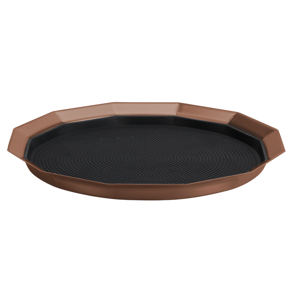 12-Sided 14 in. Medium Non-Slip Serving Tray in Rose Gold
