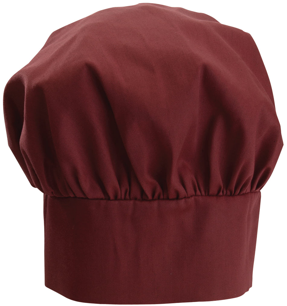Winco CH-13BG Chef Hat Adjustable Velcro Closure Burgundy Poly-Cotton