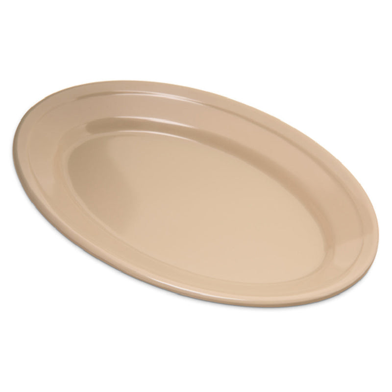 Carlisle 43563-825 9-1/4 Inch Tan Oval Platter with Reinforced Rim Melamine