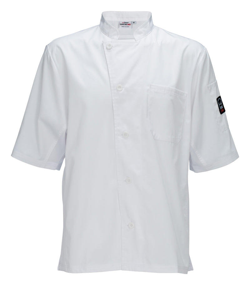 Winco UNF-9WS Small Cook's Shirt Tapered Fit White With Chest Pocket And Thermometer Pocket