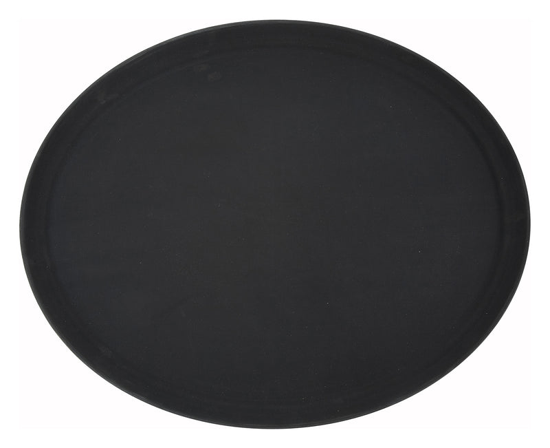 Winco TRH-2722K 27 Inch Oval Easy-Hold Tray Rubber Lined Plastic Black