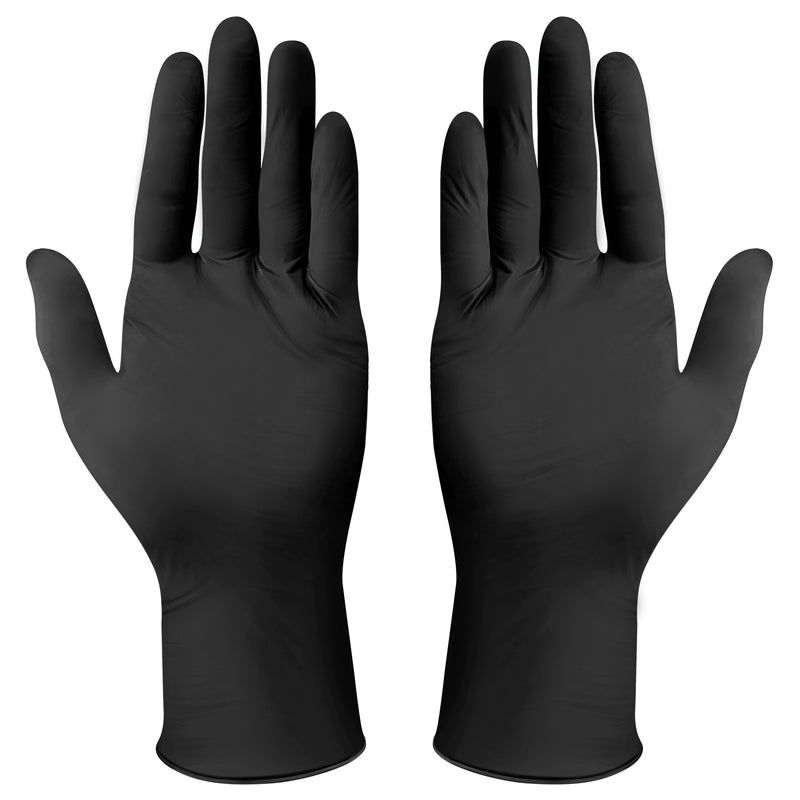 Winco GLN-MB Medium Nitrile Disposable Gloves Black Powder-Free 100 Pack