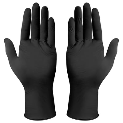 Winco GLN-MB Medium Nitrile Disposable Gloves Black Powder-Free 100 Pack
