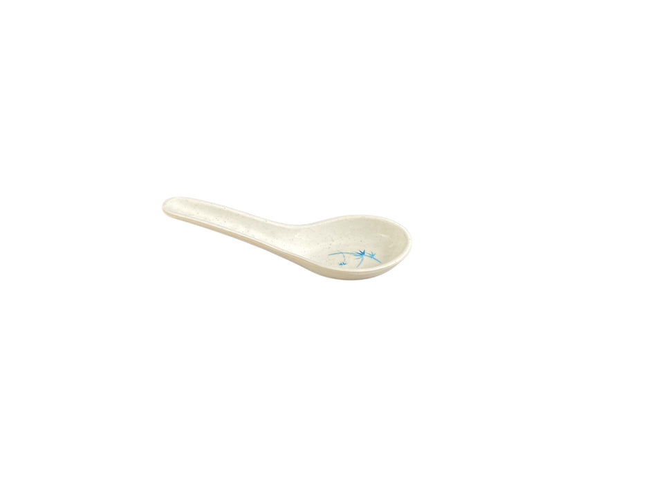 12 Pack 1/2 oz, 4-7/8" x 1-5/8", Soup Spoon, Blue Bamboo Dinnerware, Melamine, BPA Free, Dishwasher Safe, Break-Resistant, Shatter-Resistant, No Microwave, No Oven