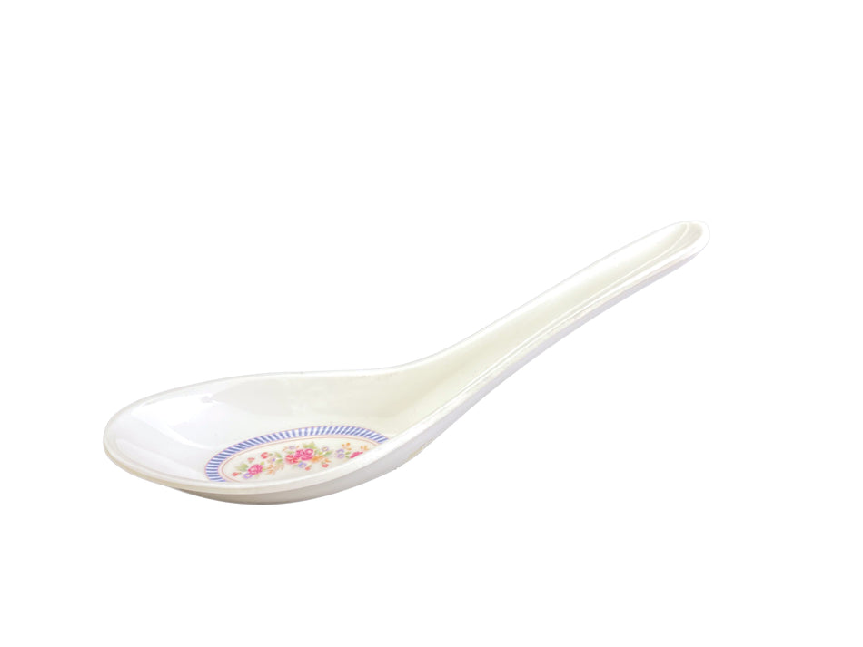 12 Pack 3/4 oz, 5-3/4" x 1-3/4", Wonton Soup Spoon, Rose Dinnerware, Melamine, BPA Free, Dishwasher Safe, Break-Resistant, Shatter-Resistant, No Microwave, No Oven