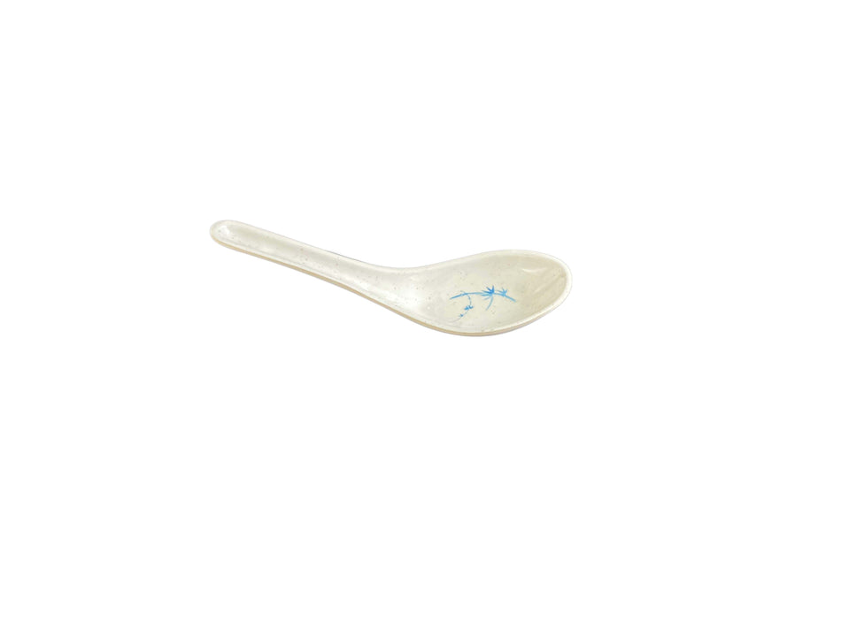 12 Pack 3/4 oz, 5-3/4" x 1-3/4", Wonton Soup Spoon, Blue Bamboo Dinnerware, Melamine, BPA Free, Dishwasher Safe, Break-Resistant, Shatter-Resistant, No Microwave, No Oven
