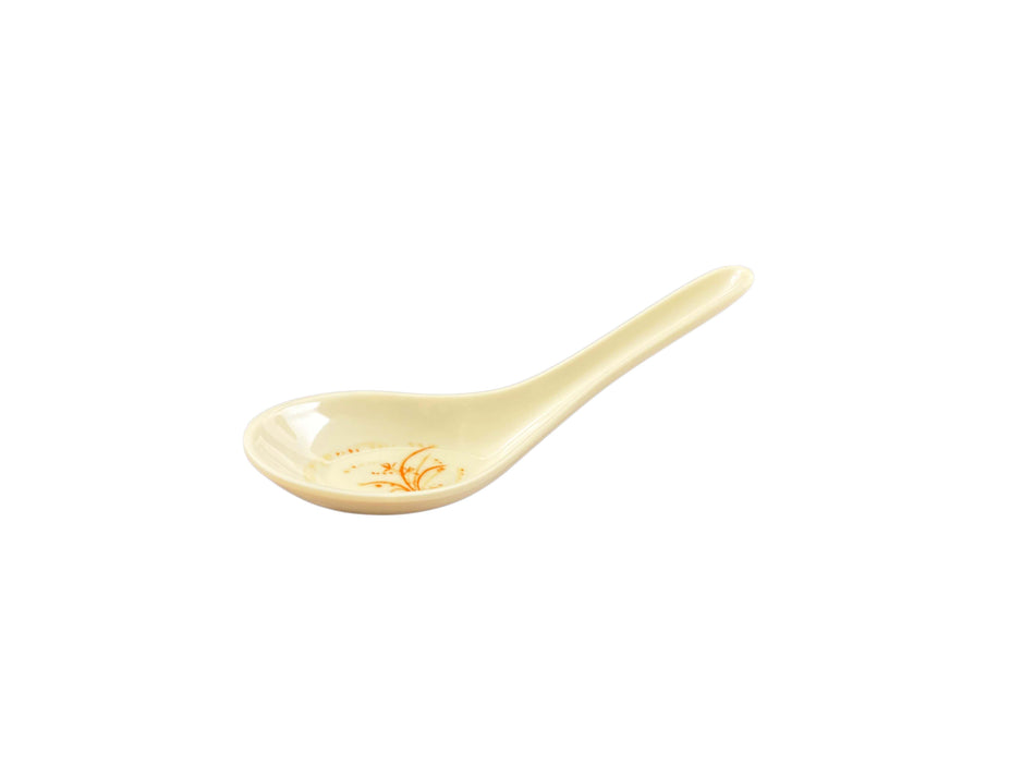 12 Pack 3/4 oz, 5-3/4" x 1-3/4", Wonton Soup Spoon, Gold Orchid Dinnerware, Melamine, BPA Free, Dishwasher Safe, Break-Resistant, Shatter-Resistant, No Microwave, No Oven