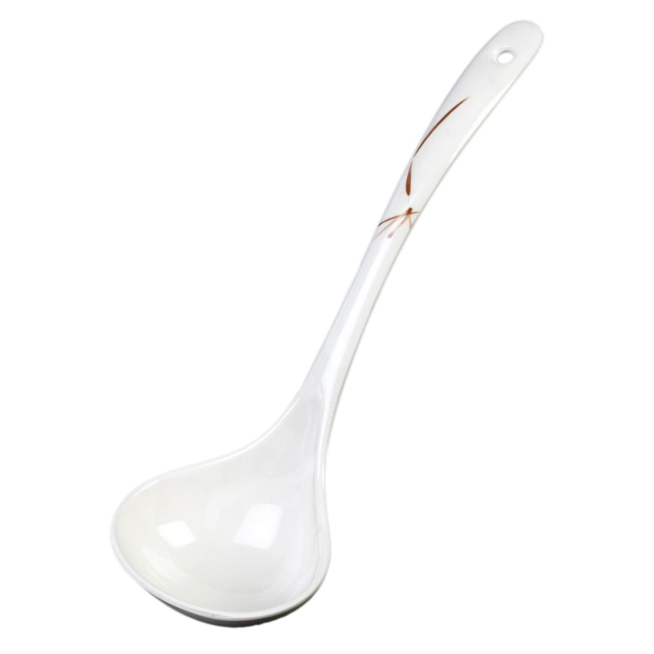 12 Pack 2-1/2 oz, 10-1/4" x 3-3/8", Soup Ladle, Bamboo Pattern, Melamine, BPA Free, Dishwasher Safe, Break-Resistant, Shatter-Resistant, No Microwave, No Oven