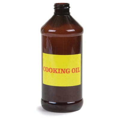 Carlisle 381613 16 Oz Oil Bottle Pre-labeled Amber Plastic - Sprayer Sold Separately