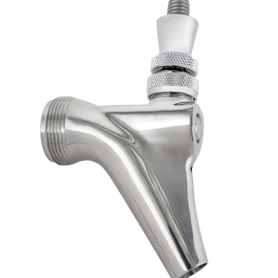 Micro Matic 304 Standard Stainless Steel Beer / Wine Faucet with Stainless Steel Lever - Polished Stainless Steel Finish