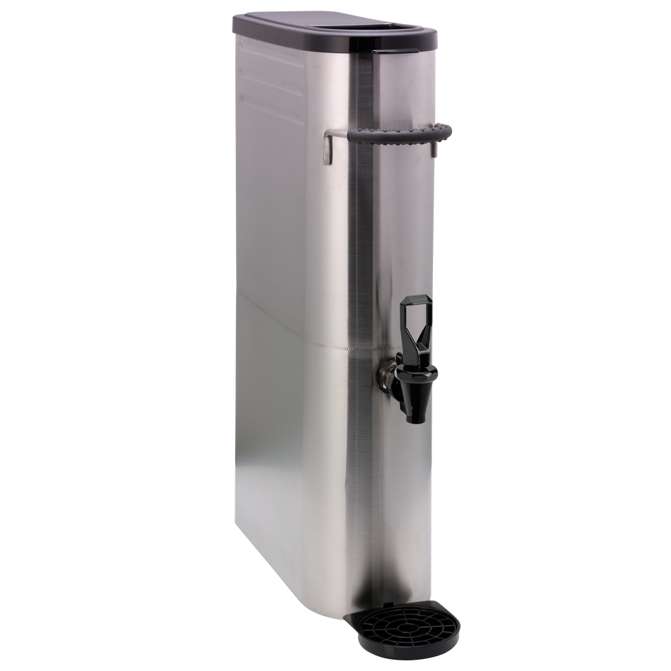 Service Ideas Slim Commercial Tea Urn - 3.5 Gallon Brushed Stainless Steel and Black
