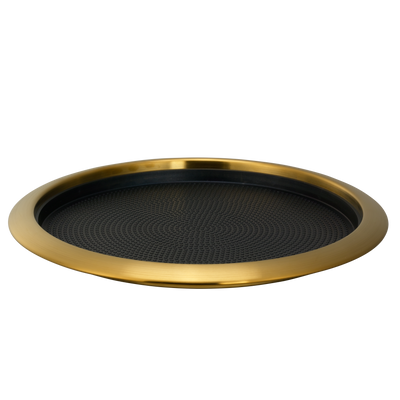 Non-Slip Removable Insert 14 in. Medium Round Serving Tray in Vintage Gold