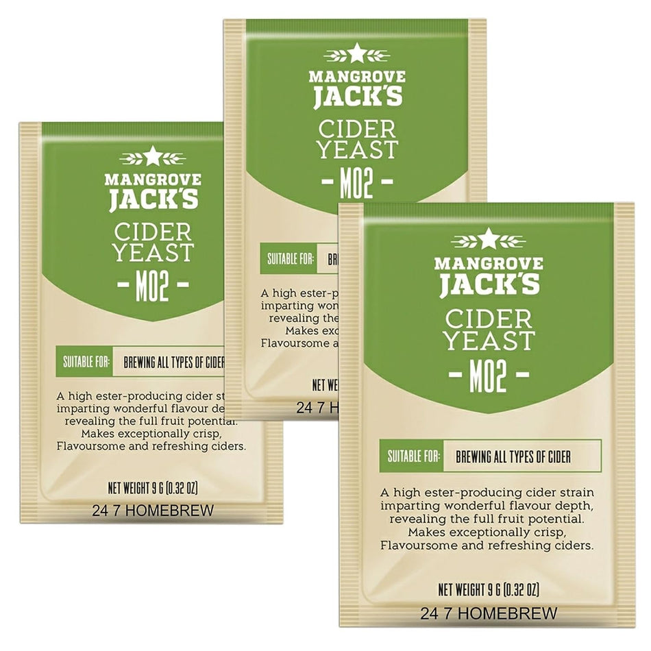 3X Mangrove Jack's Yeast Cider M02 Craft Series Yeast 9g Treats 23L