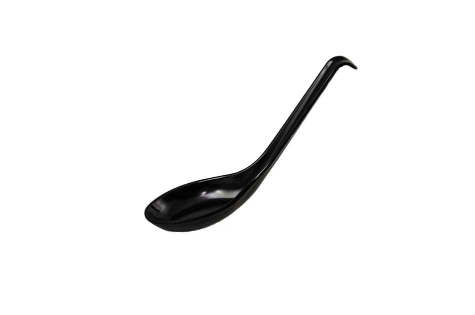 12 Pack 0.6 oz, 6" x 1-3/4", Soup Spoon, Classic Black Dinnerware, Melamine, BPA Free, Dishwasher Safe, Break-Resistant, Shatter-Resistant, No Microwave, No Oven