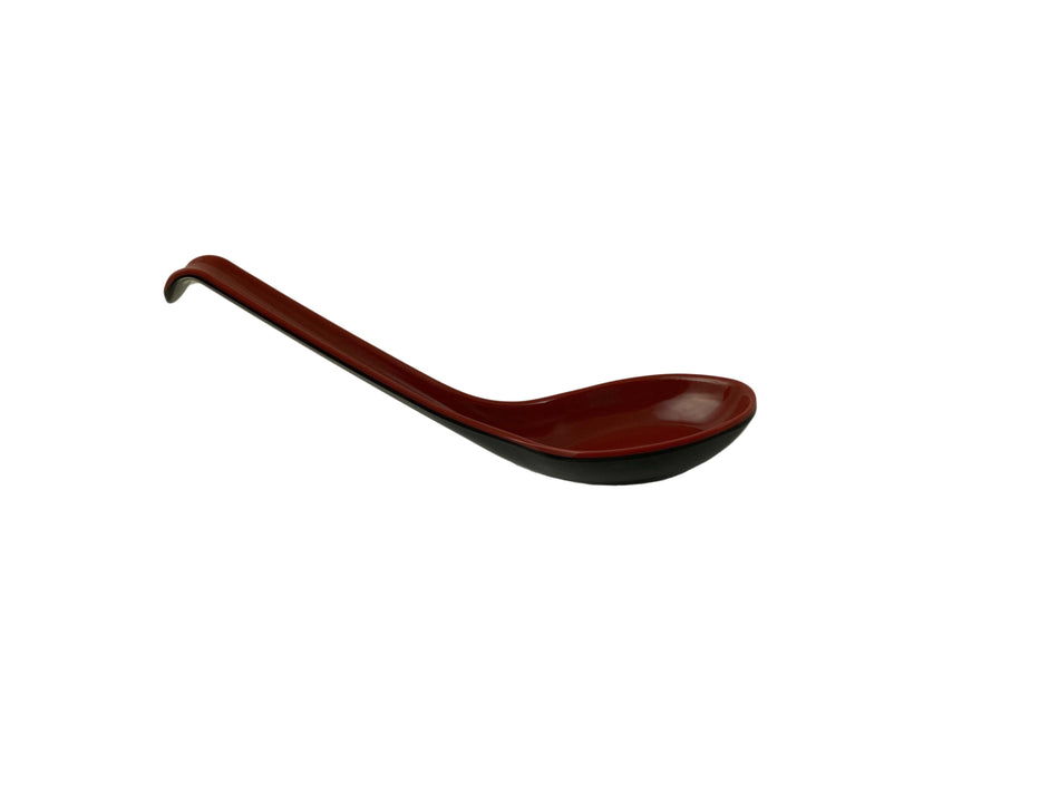 12 Pack 0.6 oz, 6" x 1-3/4", Soup Spoon, Two Tone Color (Black & Red), Melamine, BPA Free, Dishwasher Safe, Break-Resistant, Shatter-Resistant, No Microwave, No Oven