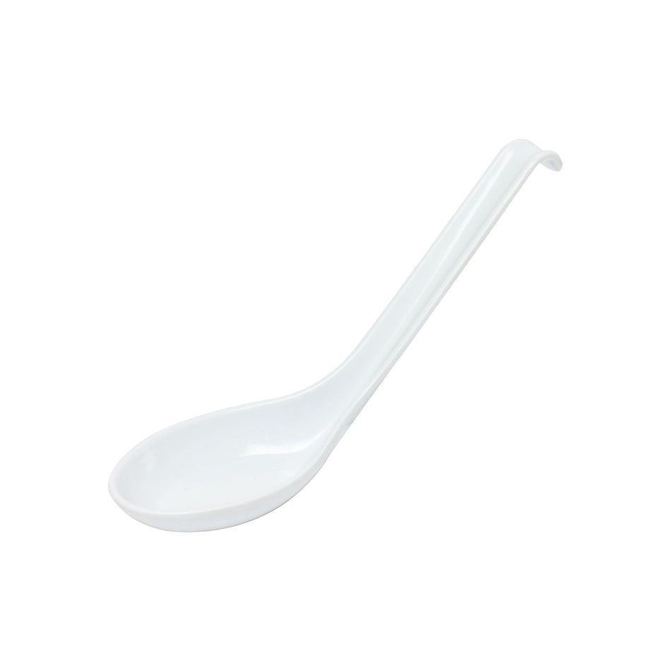 12 Pack 0.6 oz, 6-3/8" x 1-3/4", Soup Spoon, Classic White Dinnerware, Melamine, BPA Free, Dishwasher Safe, Break-Resistant, Shatter-Resistant, No Microwave, No Oven