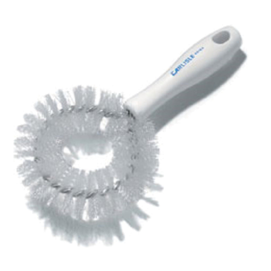 Carlisle 4016402 9-1/2 Inch Long Circular Vegetable Brush with Straight Handle Polyester White