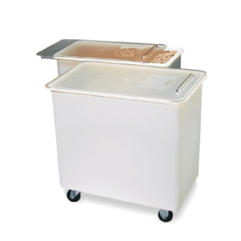 Carlisle BIN4402 29 Inch Mobile Ingredient Bin 44 Gallon Clear Sliding Lid Polyethylene White