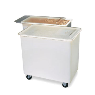 Carlisle BIN4402 29 Inch Mobile Ingredient Bin 44 Gallon Clear Sliding Lid Polyethylene White