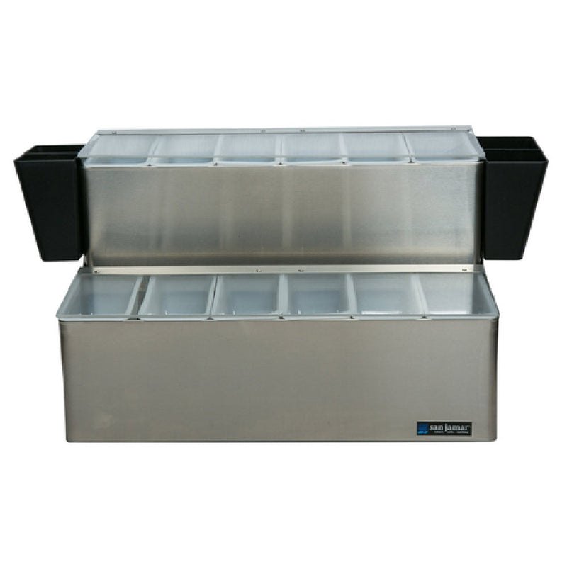 Carlisle B6766L 21 Inch Stainless Steel Double Tier Garnish Center with EZ-Chill Packs