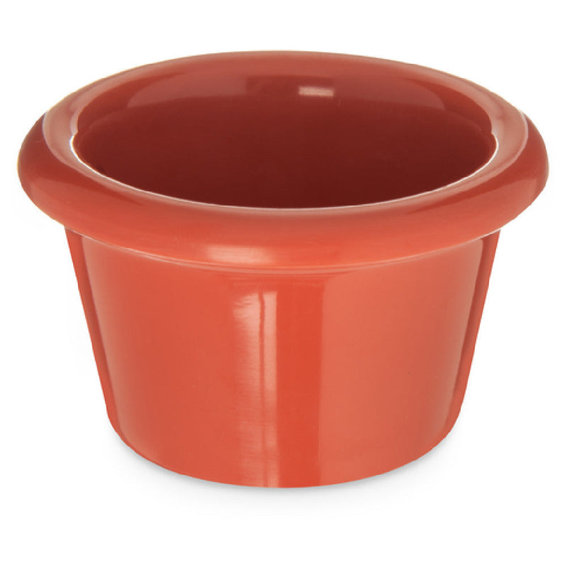 Carlisle S27552 1-1/2 Oz Ramekin Stain Resistant Dishwasher Safe Melamine Sunset Orange