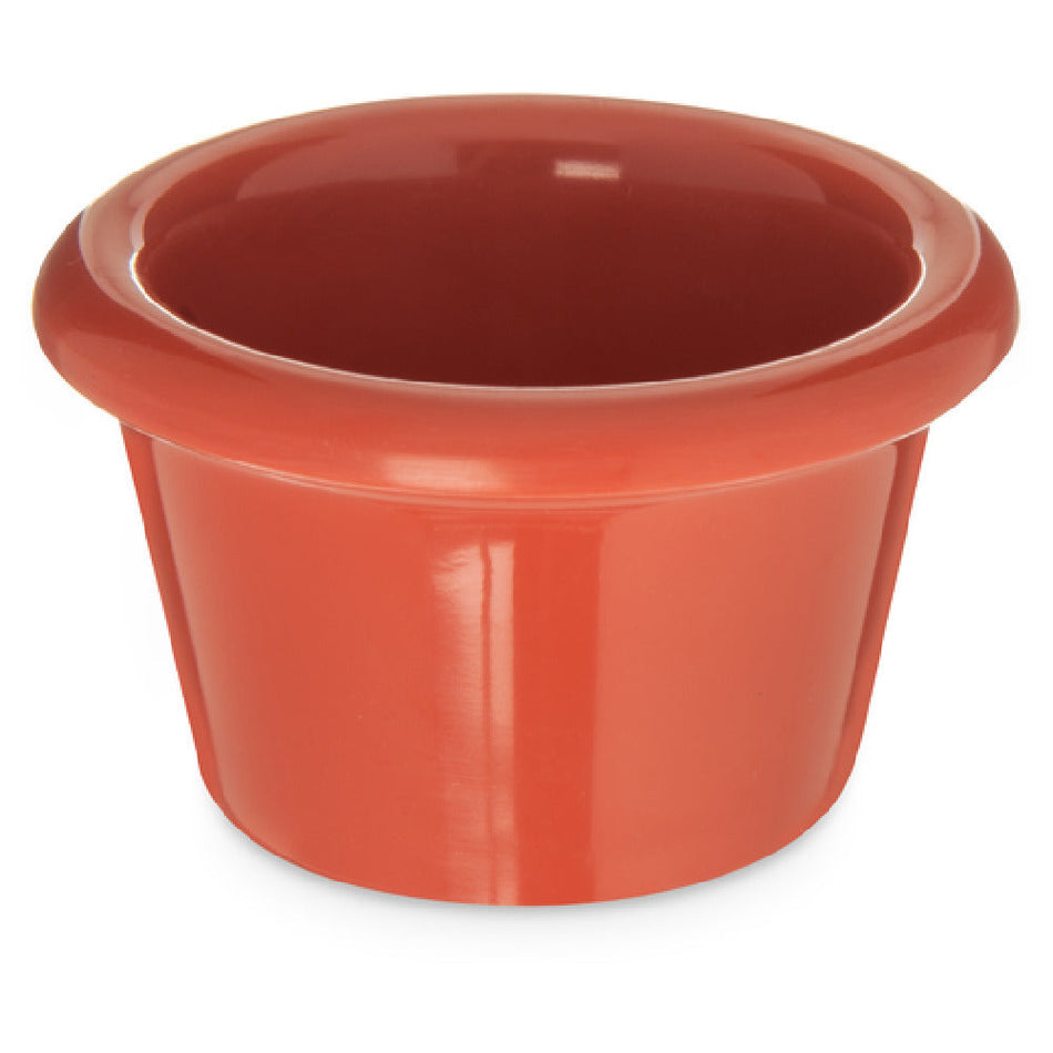 Carlisle S27552 1-1/2 Oz Ramekin Stain Resistant Dishwasher Safe Melamine Sunset Orange