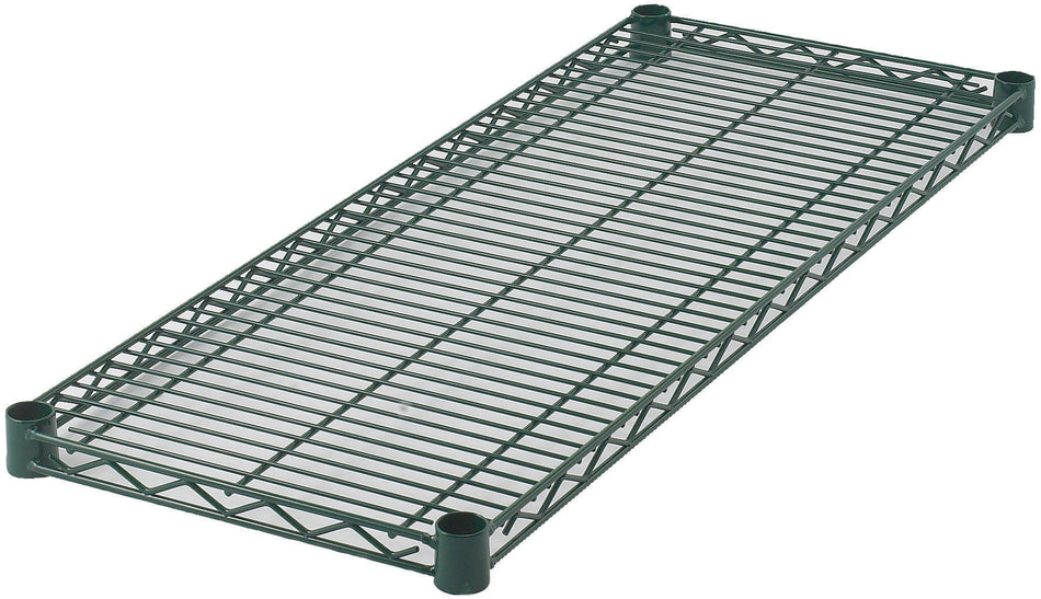 Winco VEX-1436 36 Inch Epoxy Coated Wire Shelf Green with Sleeve Clips