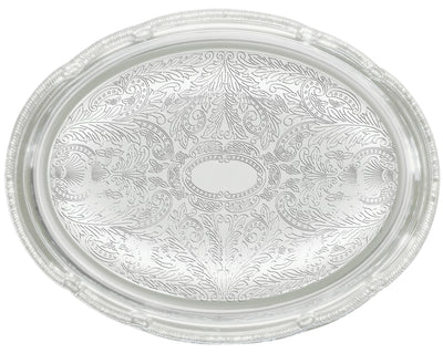 Winco CMT-1014 14 Inch Oval Serving Tray with Gadroon Edge Chrome Plated