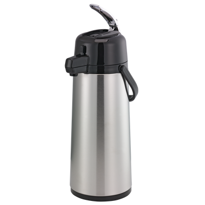 Service Ideas Eco-Air 2.2 Liter Glass Airpot - Vacuum Insulated Lever Lid Brushed Stainless