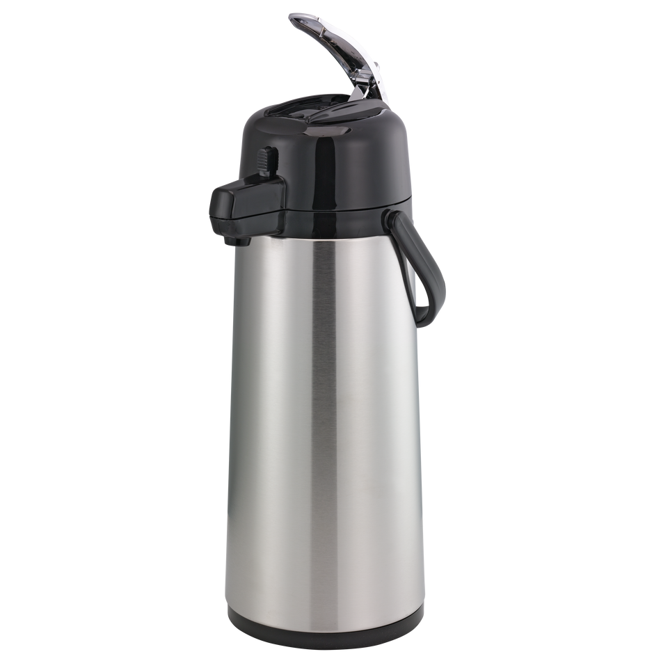Service Ideas Eco-Air 2.2 Liter Glass Airpot - Vacuum Insulated Lever Lid Brushed Stainless