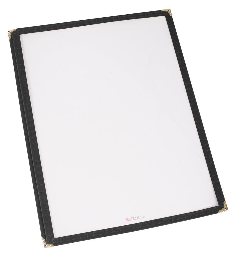 Winco PMC-14K 9-3/8 Inch Single Menu Cover - Plastic Black Double Stitched Edging Restaurant