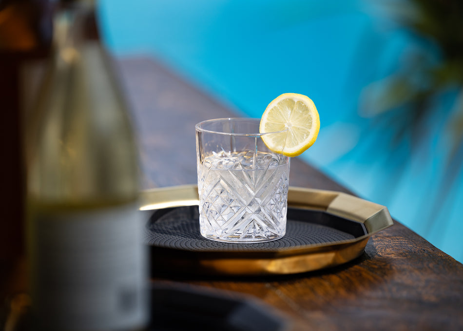 12-Sided 11 in. Small Non-Slip Serving Tray in Vintage Gold