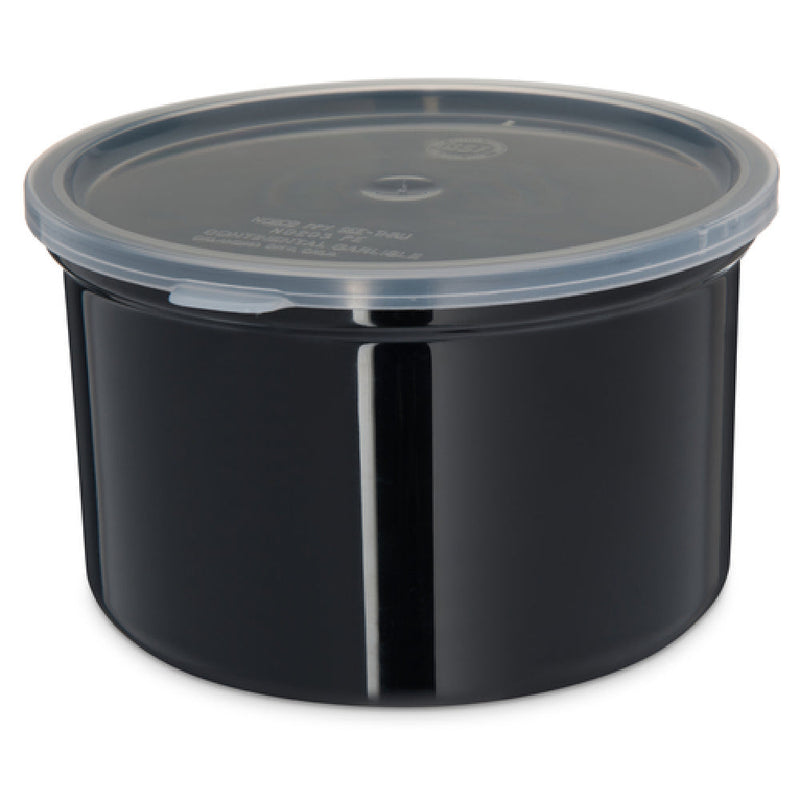 Carlisle 031603 6.56 Inch Black Salad Crock Snap-on Lid SAN Plastic