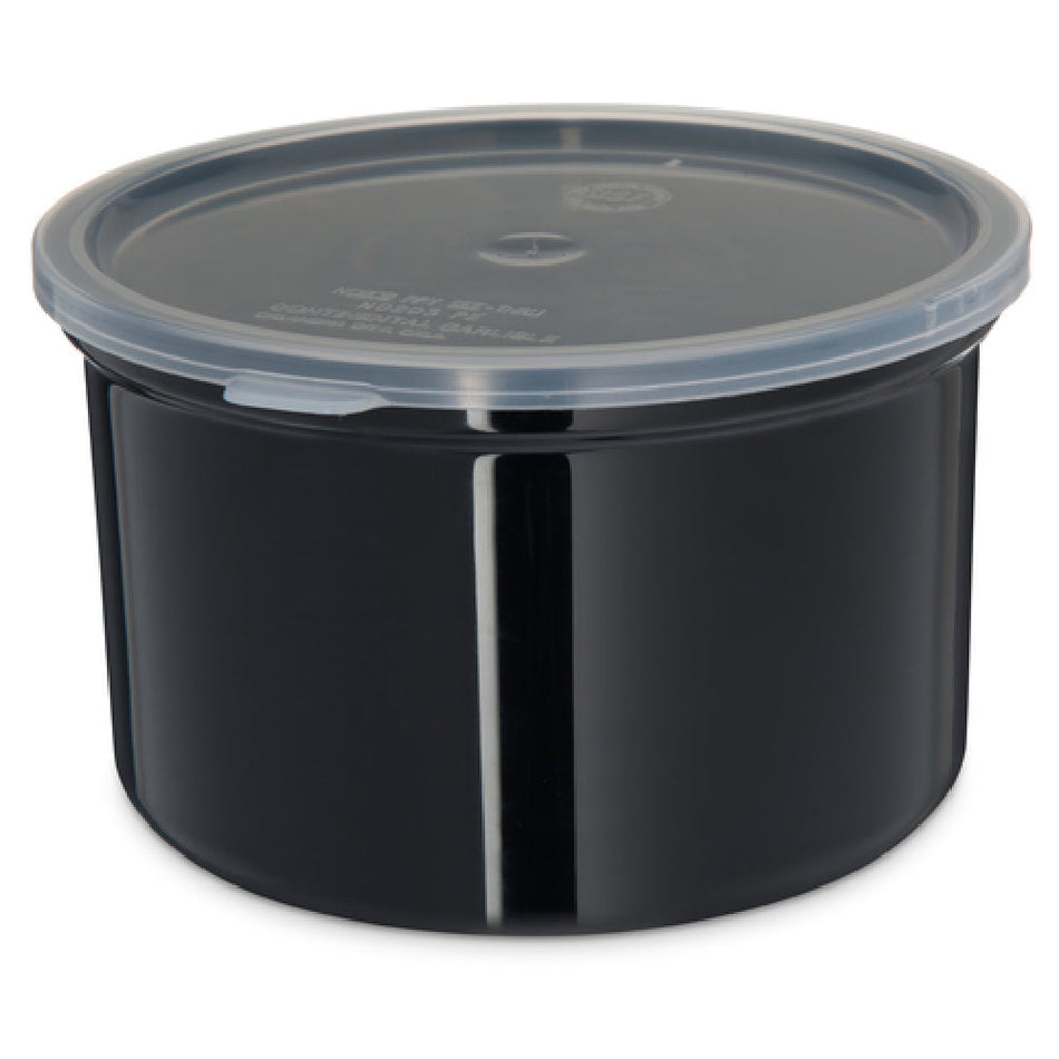 Carlisle 031603 6.56 Inch Black Salad Crock Snap-on Lid SAN Plastic