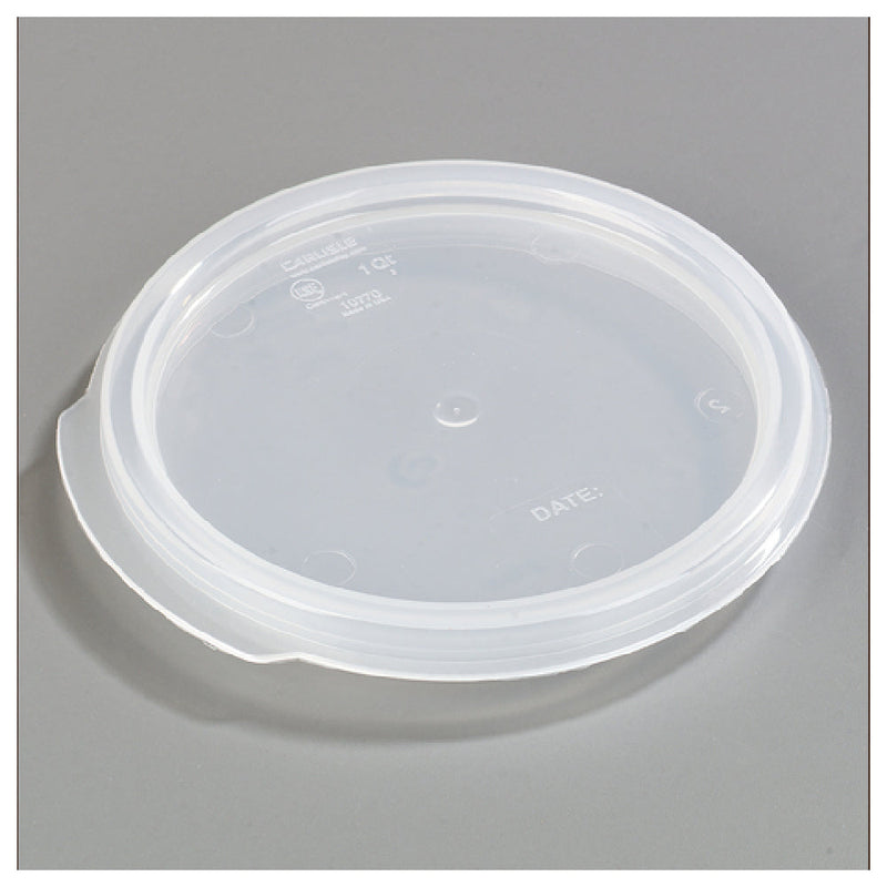 Carlisle 1077030 5.73 Inch Clear Round Food Storage Lid for 1 Qt Containers with Double Sealing