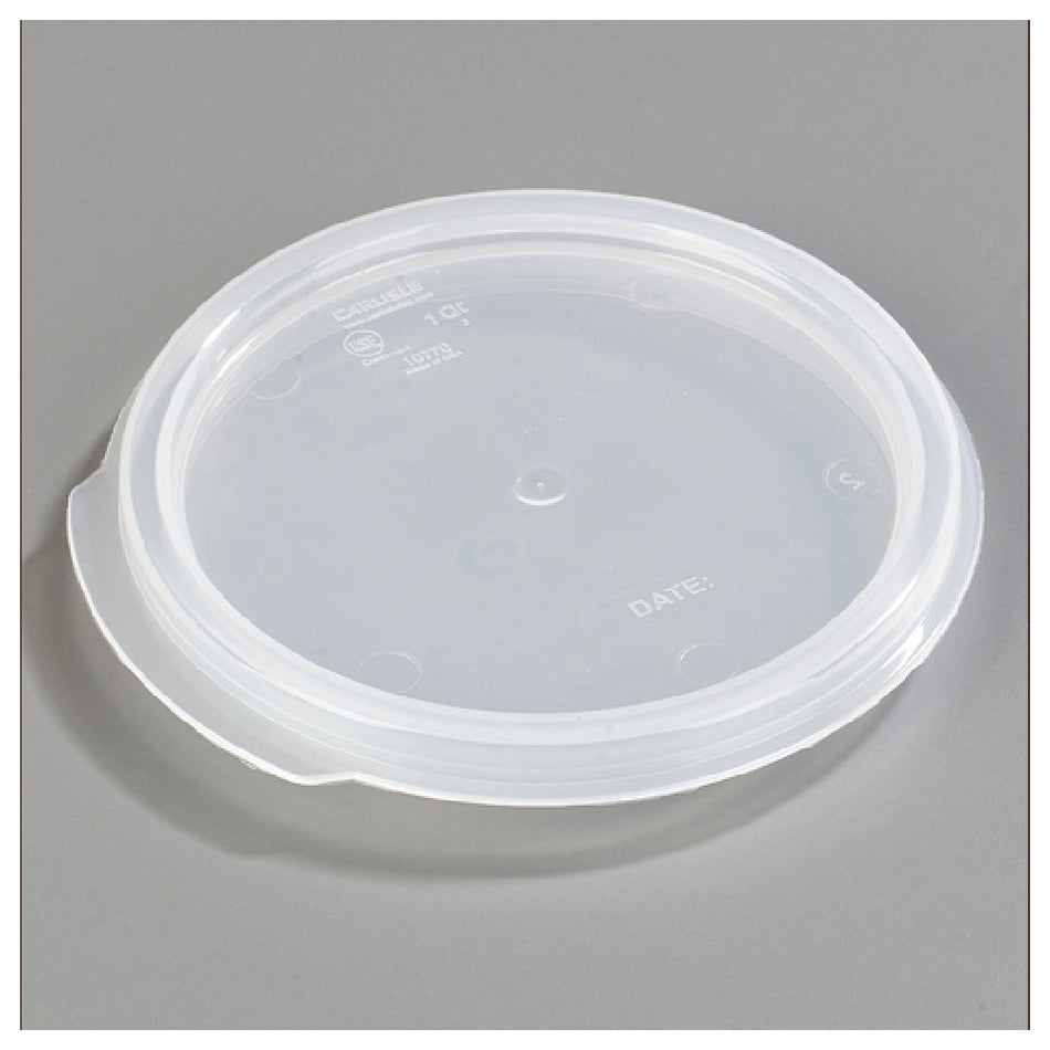 Carlisle 1077030 5.73 Inch Clear Round Food Storage Lid for 1 Qt Containers with Double Sealing